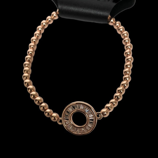 Rose Gold Tone Stretch Stacking Bracelet With Circle Design