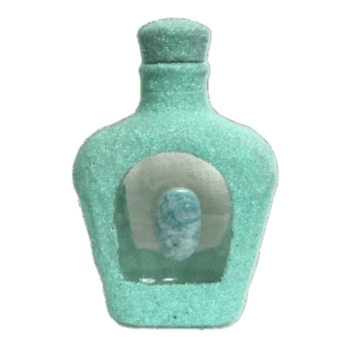 Upcycled Bottle With Sparkle Paint And Amazonite Stone