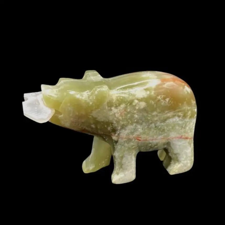 Left Side Of Carved Onyx Bear Figurine