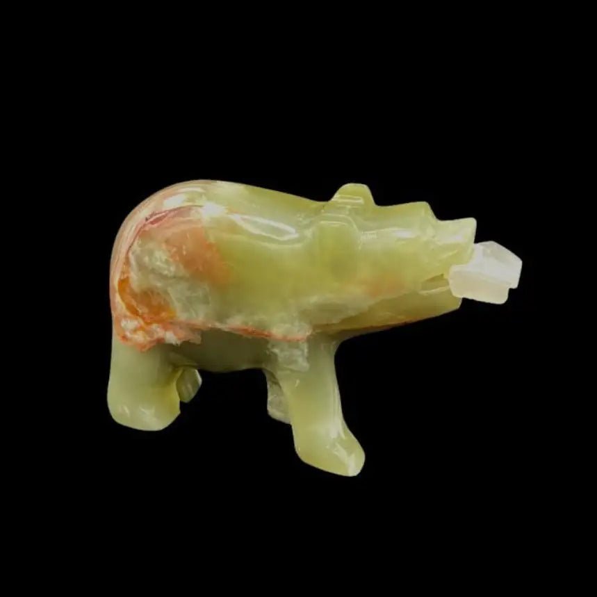 Right Side Of Carved Onyx Bear Figurine