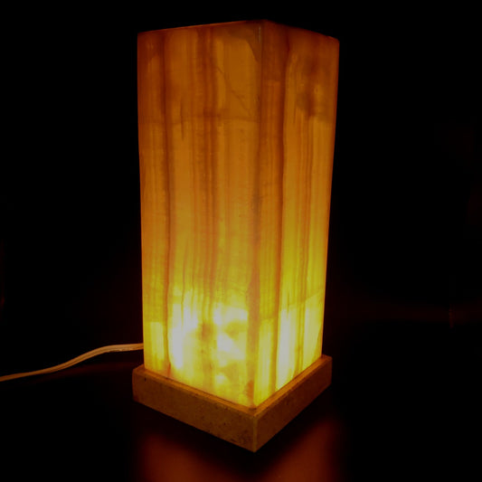 Lighted 12" Onyx Rectangular Lamp 