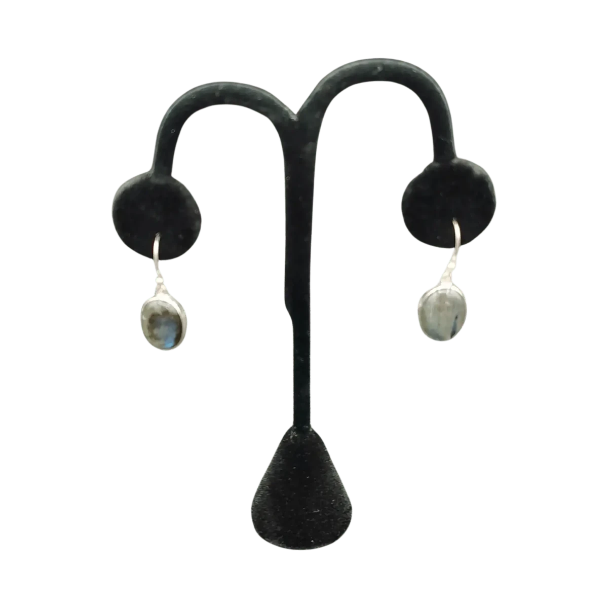 This is the front side of these Sterling Silver Labradorite dangle earrings