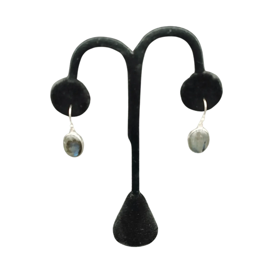This is the front side of these Sterling Silver Labradorite dangle earrings