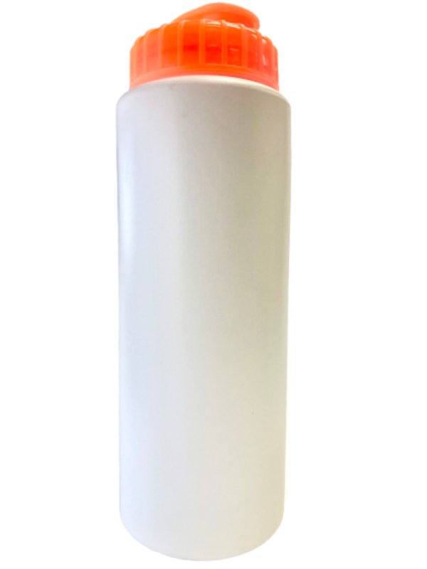 Back Of White PBA Free Water Bottle Orange Top