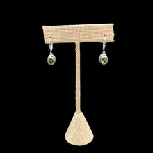 Load image into Gallery viewer, Front view of lever back Sterling Silver and Peridot earrings
