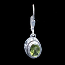 Load image into Gallery viewer, Close up of Peridot gemstone earring
