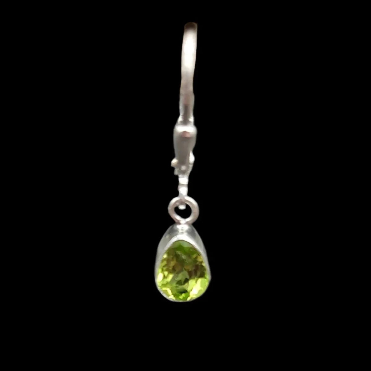 This is a close up of one of the Peridot earrings