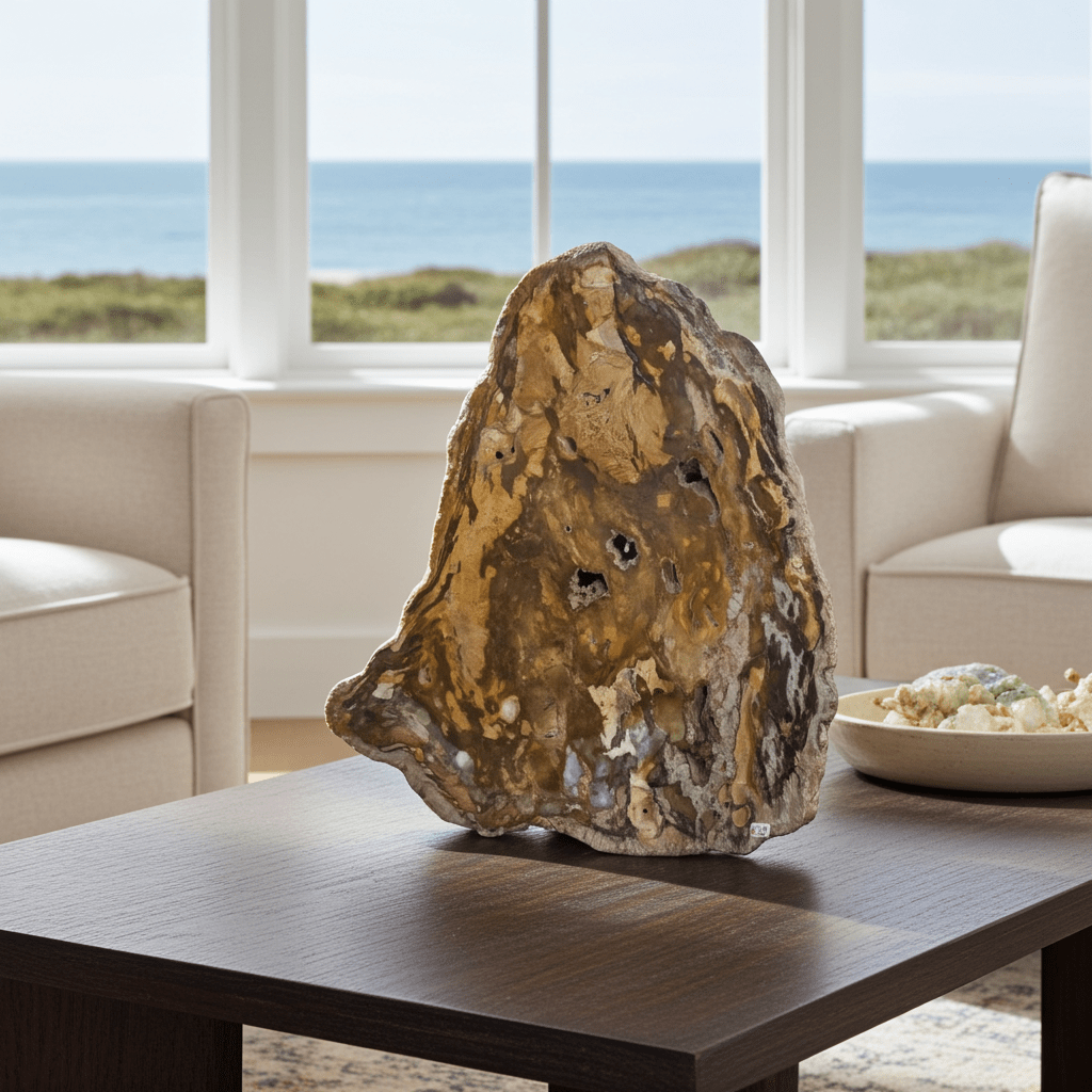 Petrified Wood Slab Polished Unique Interior Design Accent