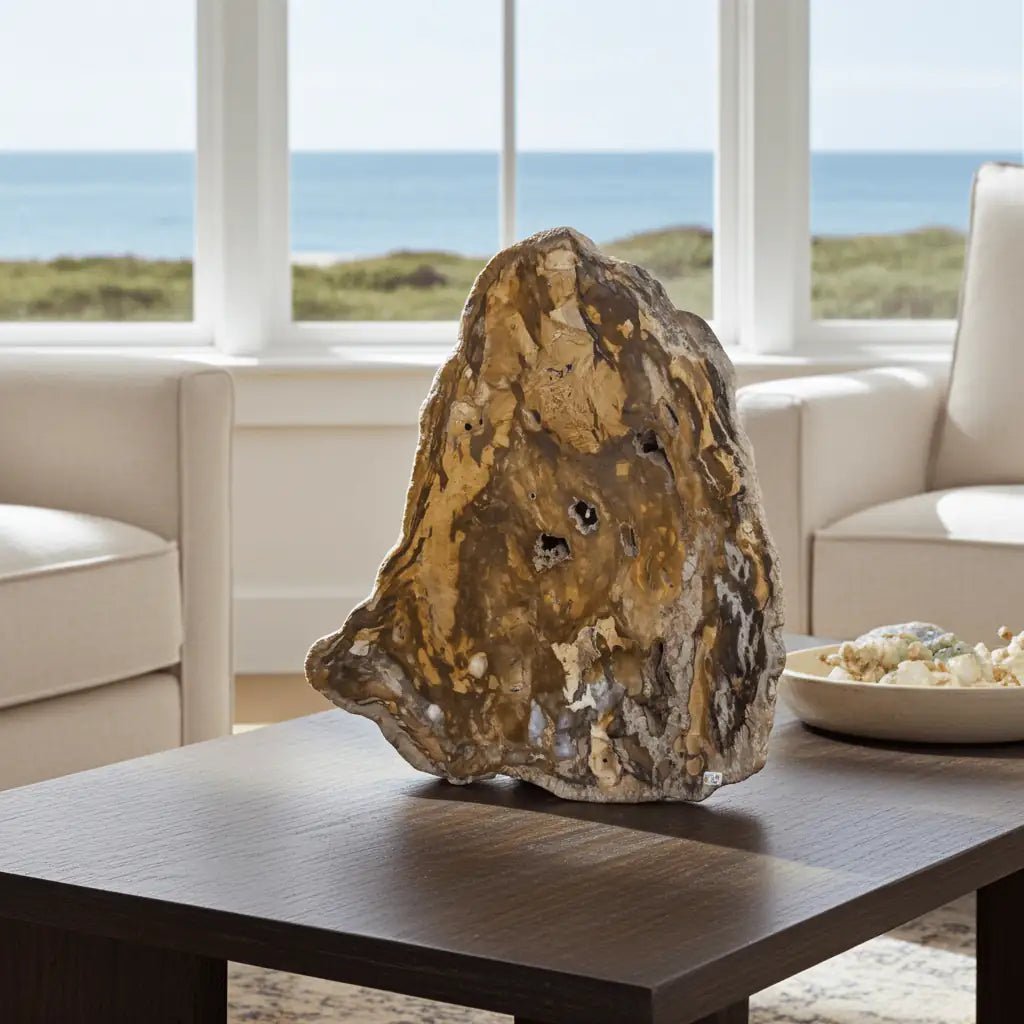 Petrified Wood Slab Polished Unique Interior Design Accent