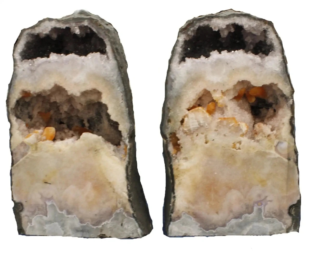 Amethyst Half Geode With Drusy Pair