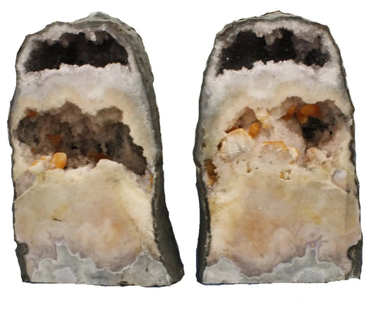 Amethyst Half Geode With Drusy Pair
