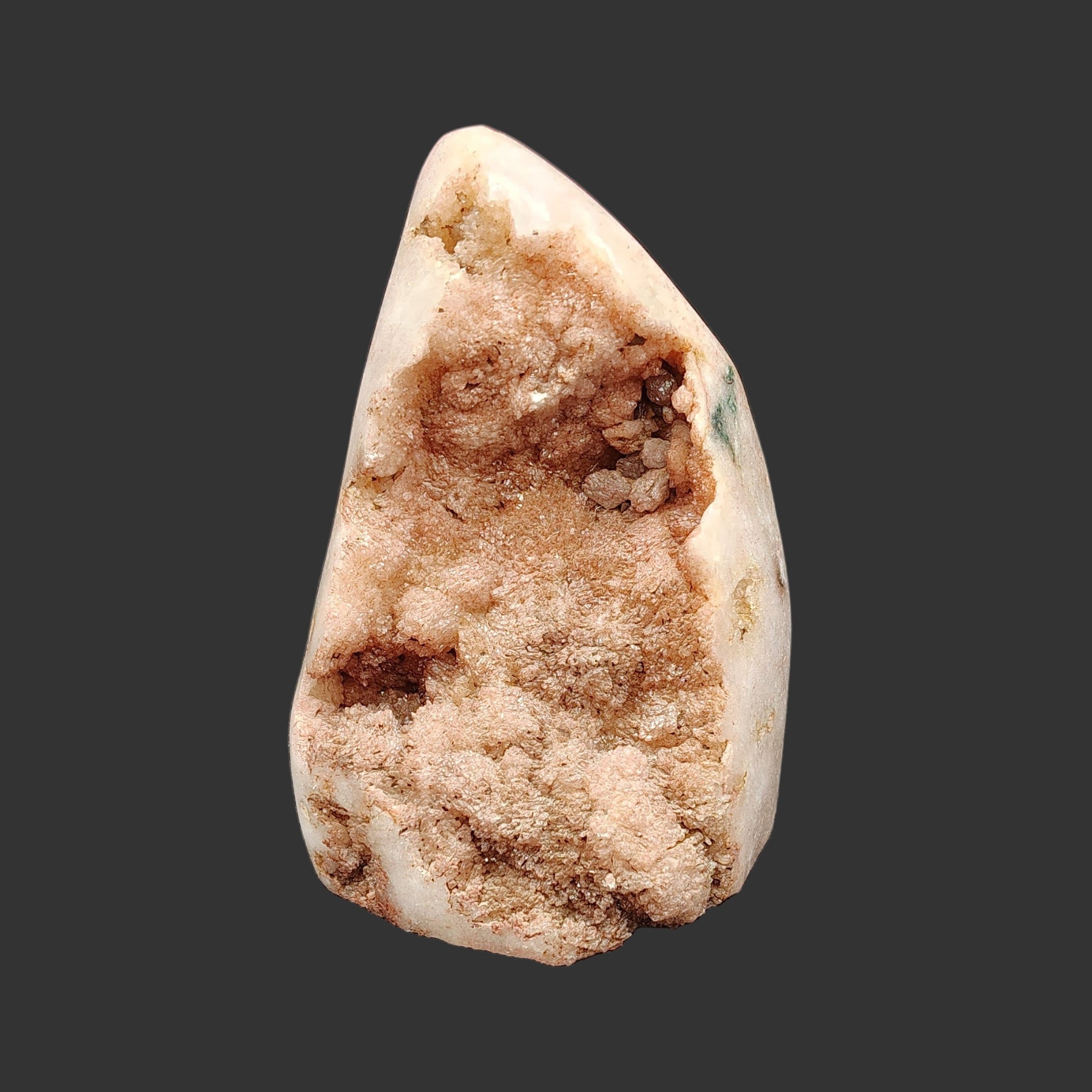 This is the front side of this pink amethyst quartz specimen.