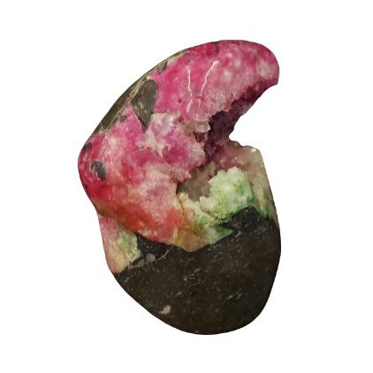 Side View OfPink and Green Druzy Quartz Sculpture Decor 