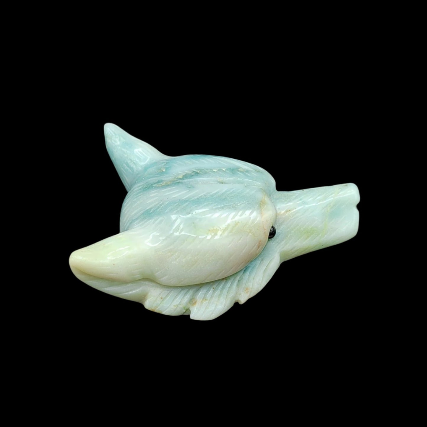 this is the right side of this Amazonite wolf head