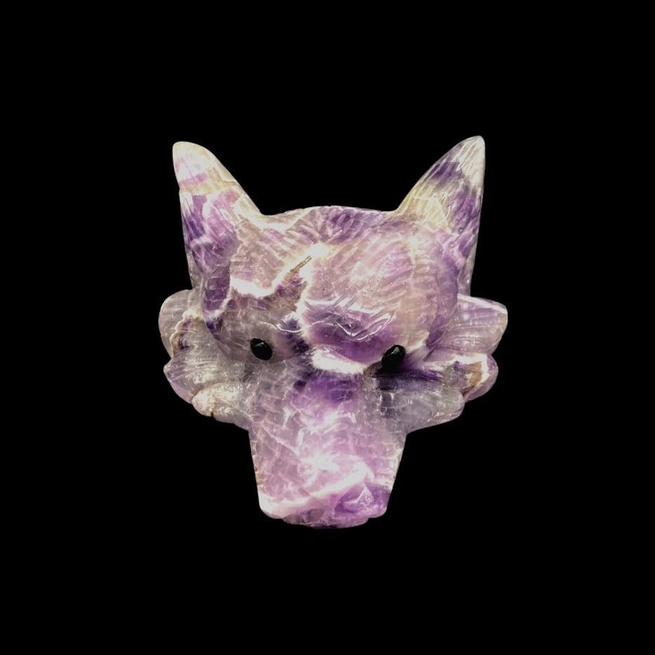 Front Side Of Chevron Amethyst Wolf Figurine