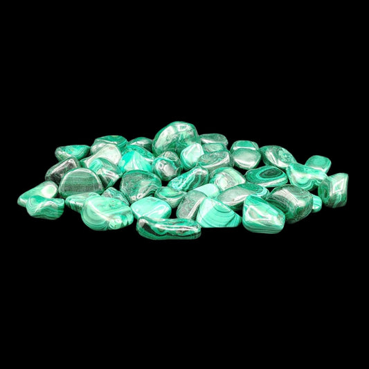 Tumbled Malachite stones, different hues of green