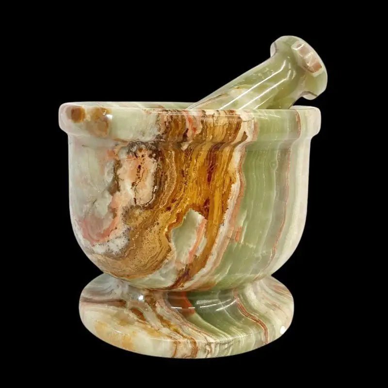 Banded Onyx Mortar And Pestle Front View