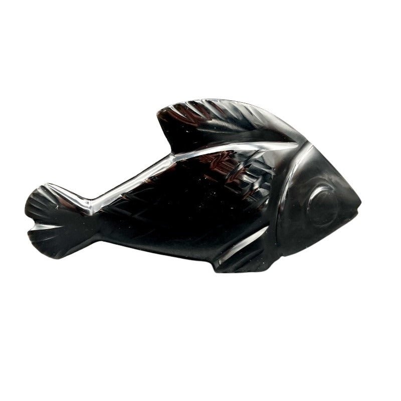 Right Side Of Black Obsidian Carved Fish