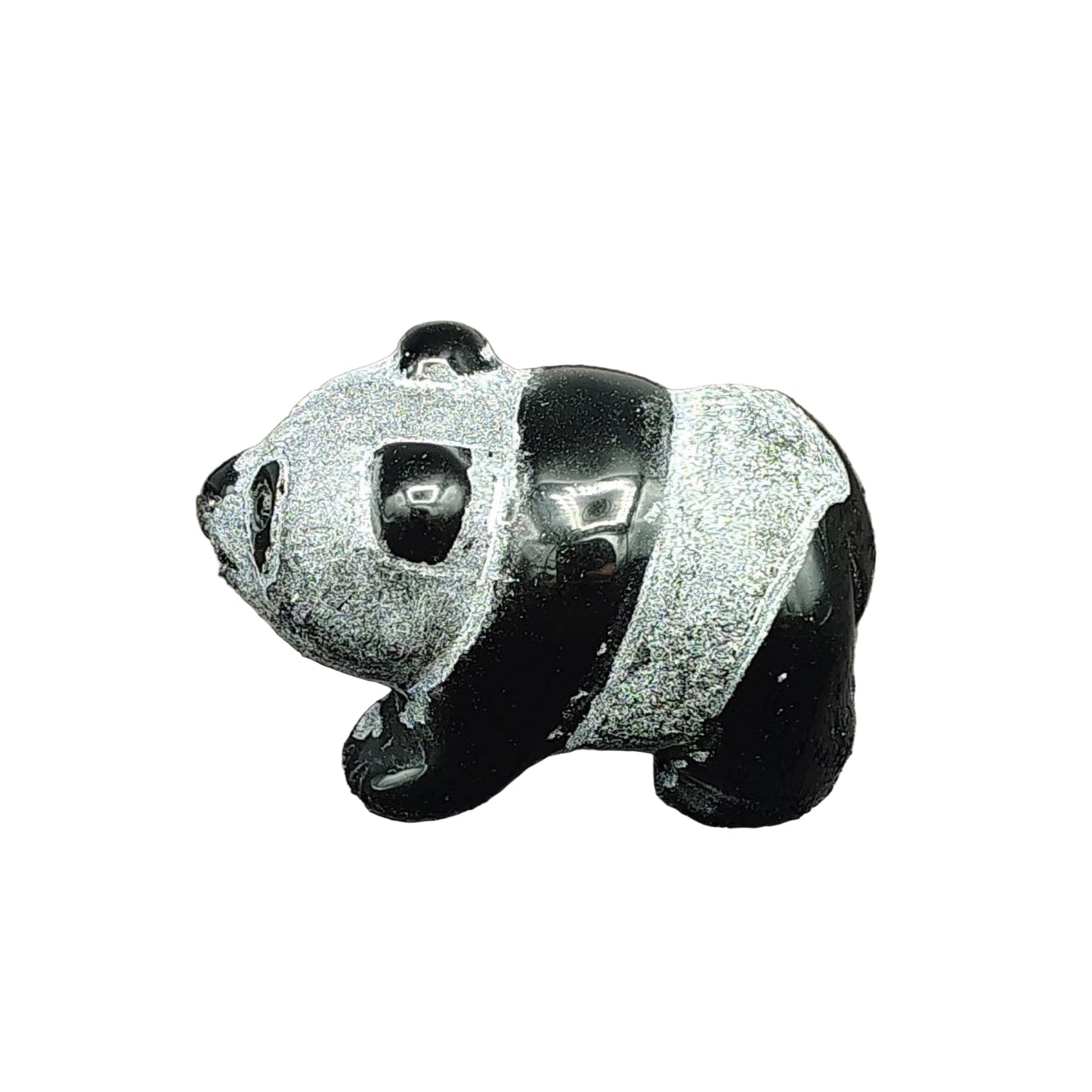 This is the left side of this obsidian panda bear figurine