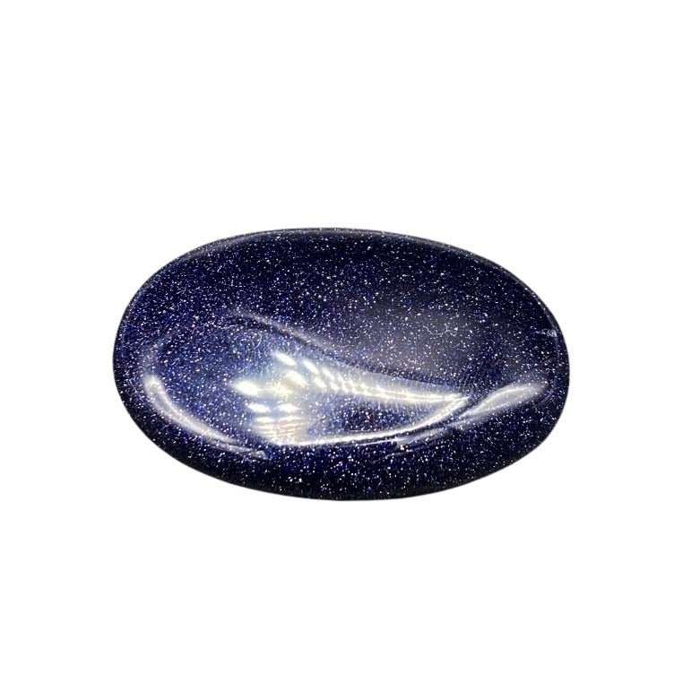 Polished Blue Gold Stone Palm Stone Oval