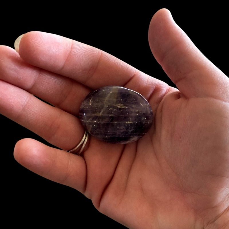 Polished Purple And White Lined Chevron Amethyst In Natural Light