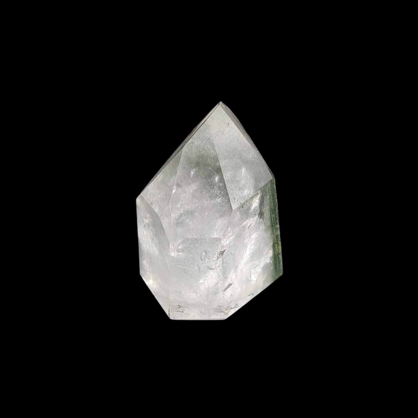 This is the left side view of this polished Brazilian crystal point 