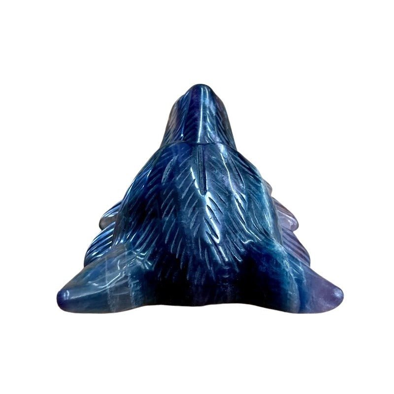 Back View Of Fluorite Wolf Figurine, Polished Teal And Purple