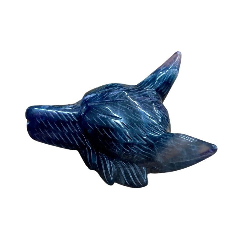 Profile Of Fluorite Wolf Figurine, Polished Teal And Purple