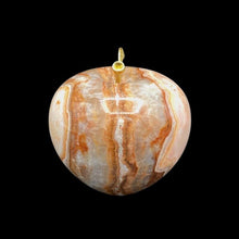 Load image into Gallery viewer, Side View Of Carved Onyx Apple Pink, Coral, Brown, Cream and Brown
