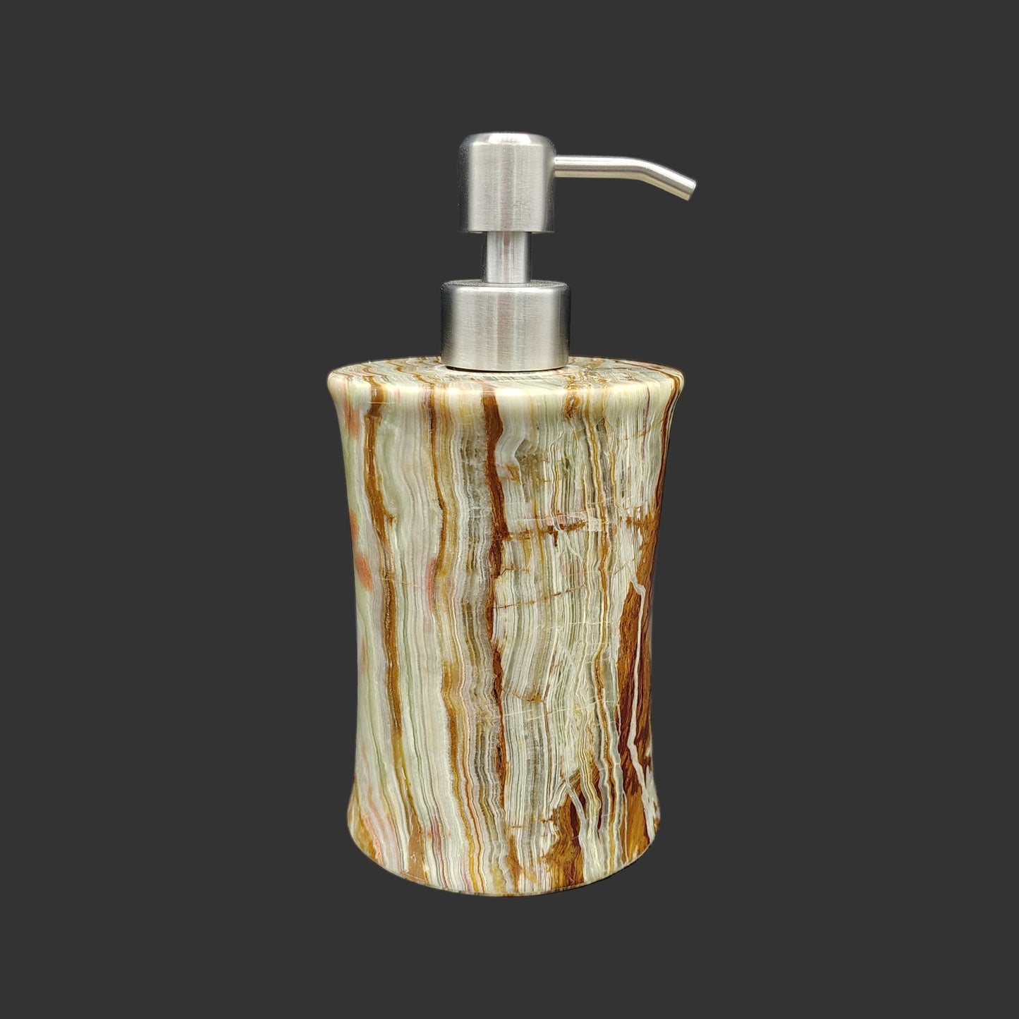 This is the right side of this polished onyx dispenser.