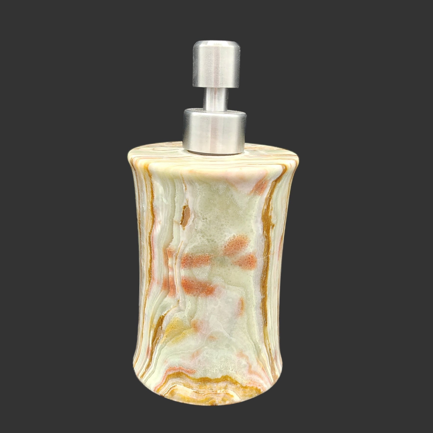 This is the back side of this polished onyx dispenser.