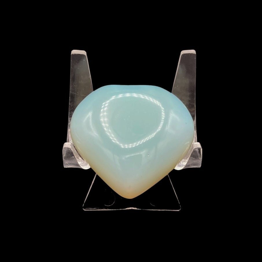 Front Side Of Opalite Heart Palm Stone