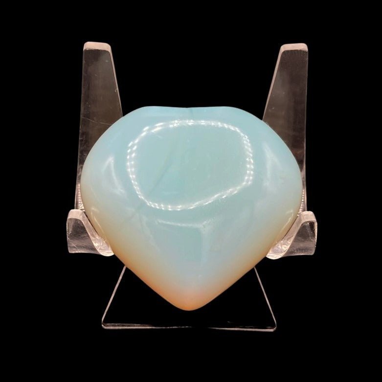 Back Side Of Opalite Heart Palm Stone