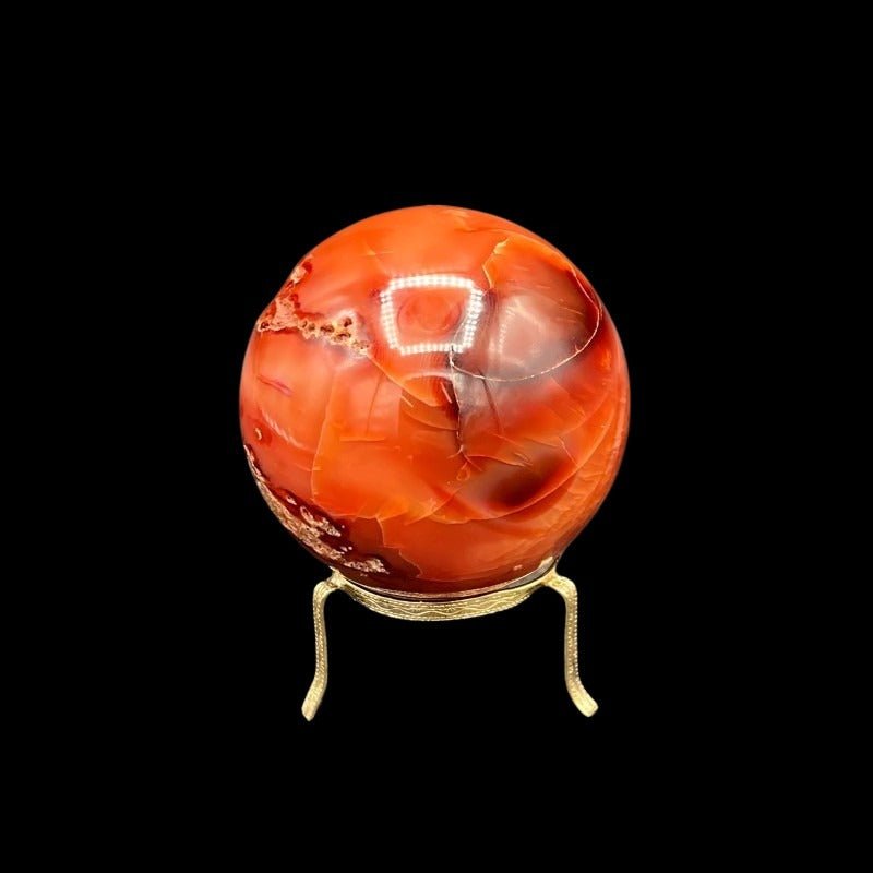 Side Of Orange And Red Carnelian Gemstone Sphere