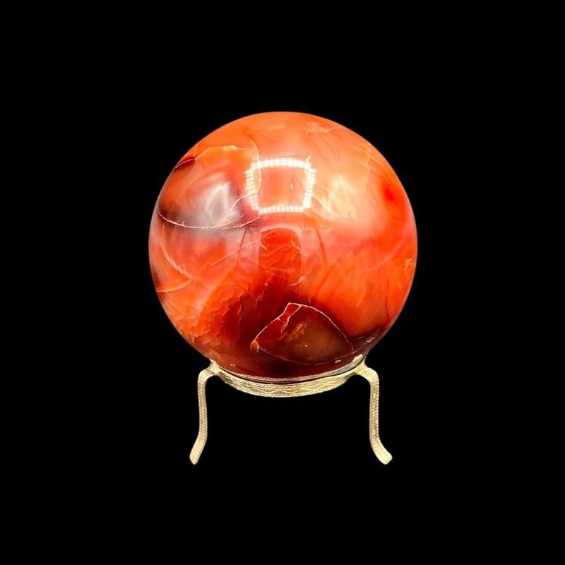 Back Of Red And Orange Carnelian Gemstone Sphere