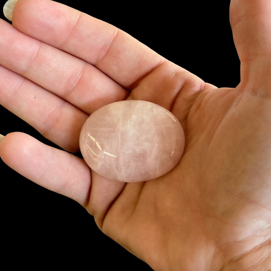 Front Side Of Rose Quartz Palm Stone