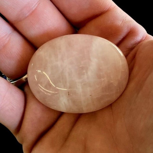 Back Side Of Rose Quartz Palm Stone