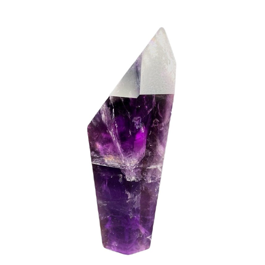 Side View Of Polished Single Amethyst Point