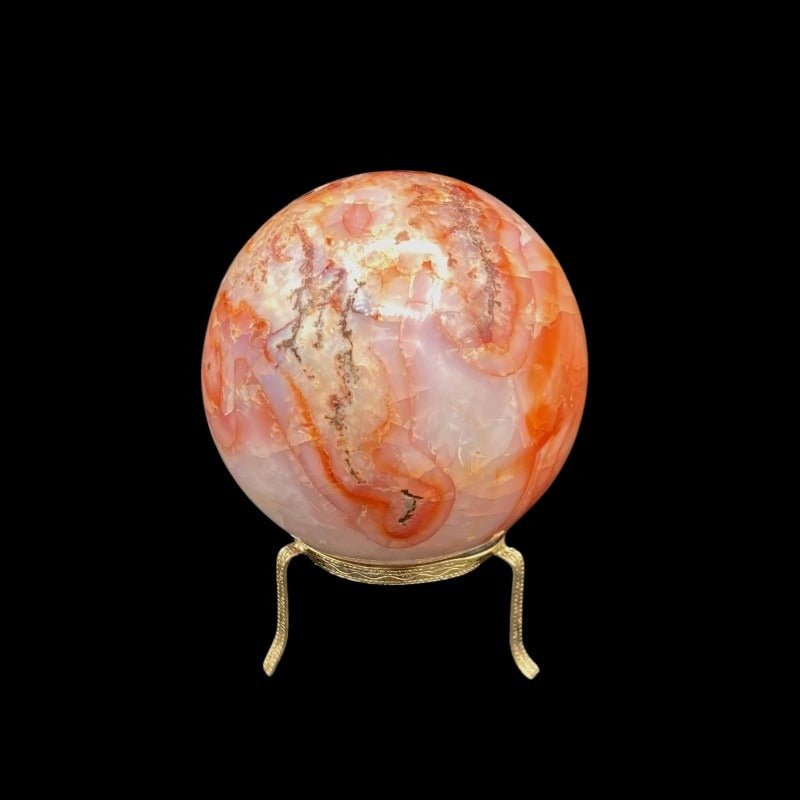 Side Of White And Orange Carnelian Gemstone Sphere