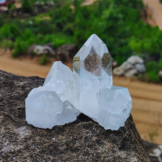 This is the front side of this clear quartz crystal