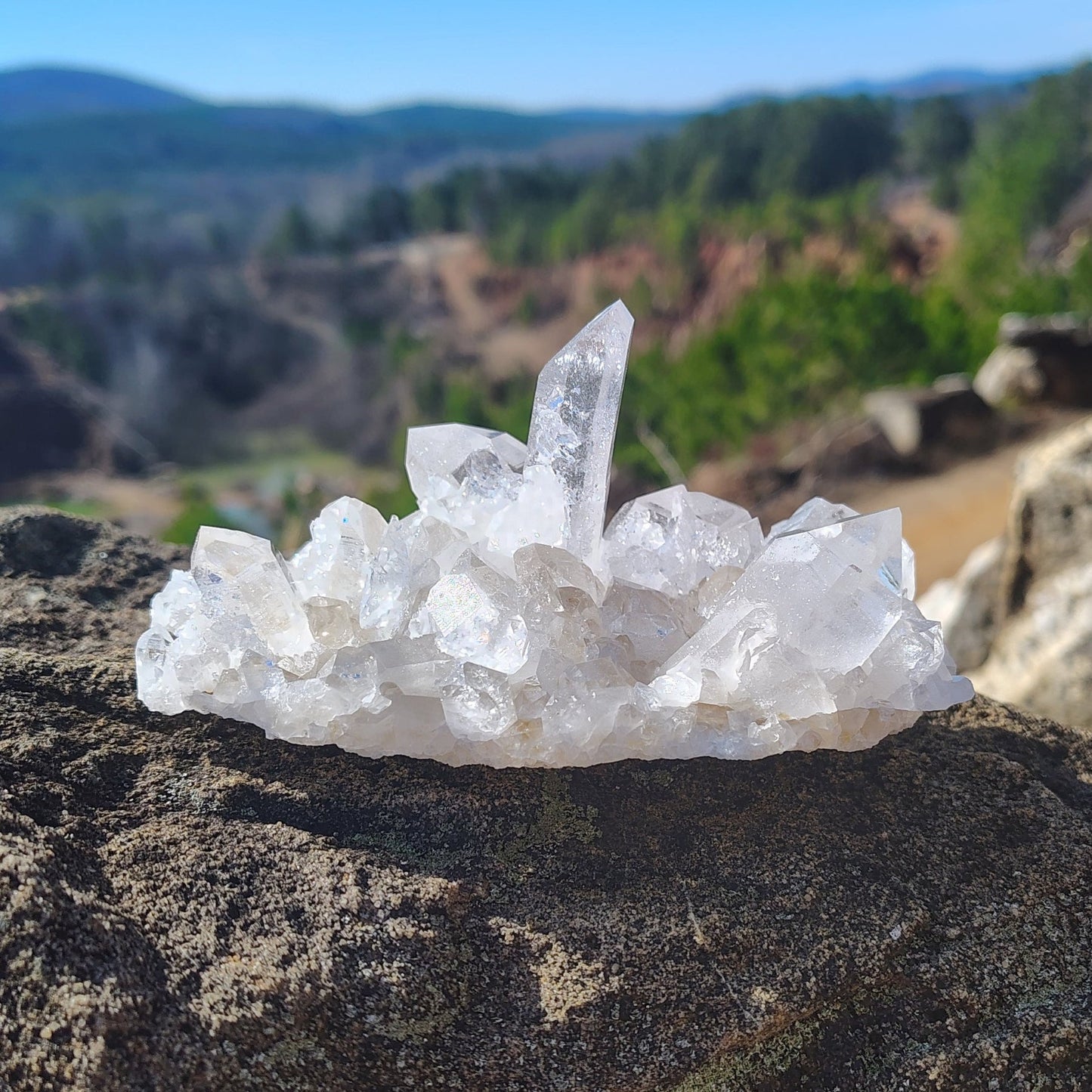This is the back side of this pristine quality Quartz crystal cluster.