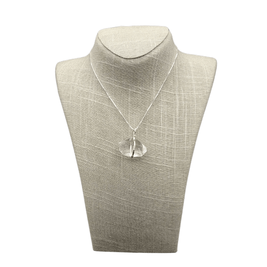 This is the front view of this Sterling Silver wire wrapped double terminated crystal necklace