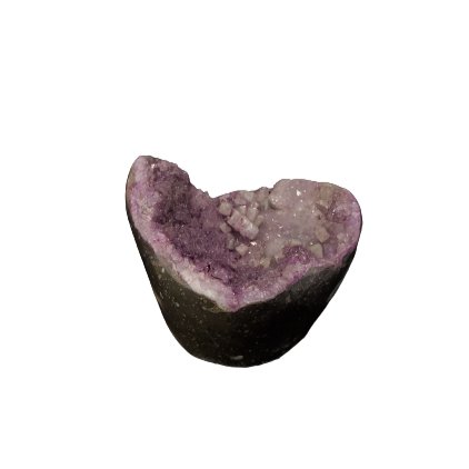 Purple Druzy Quartz Sculpture With Gray Natural Rock Portion