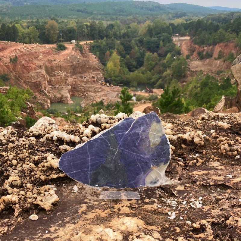 Purple Opal Slab Specimen Natural Stone, Different Shades Of Purple And Some White  In Natural  Light