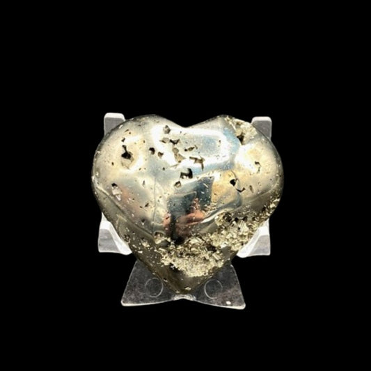 Pyrite Feng Shui Wealth Corner Heart, Polished And Gold