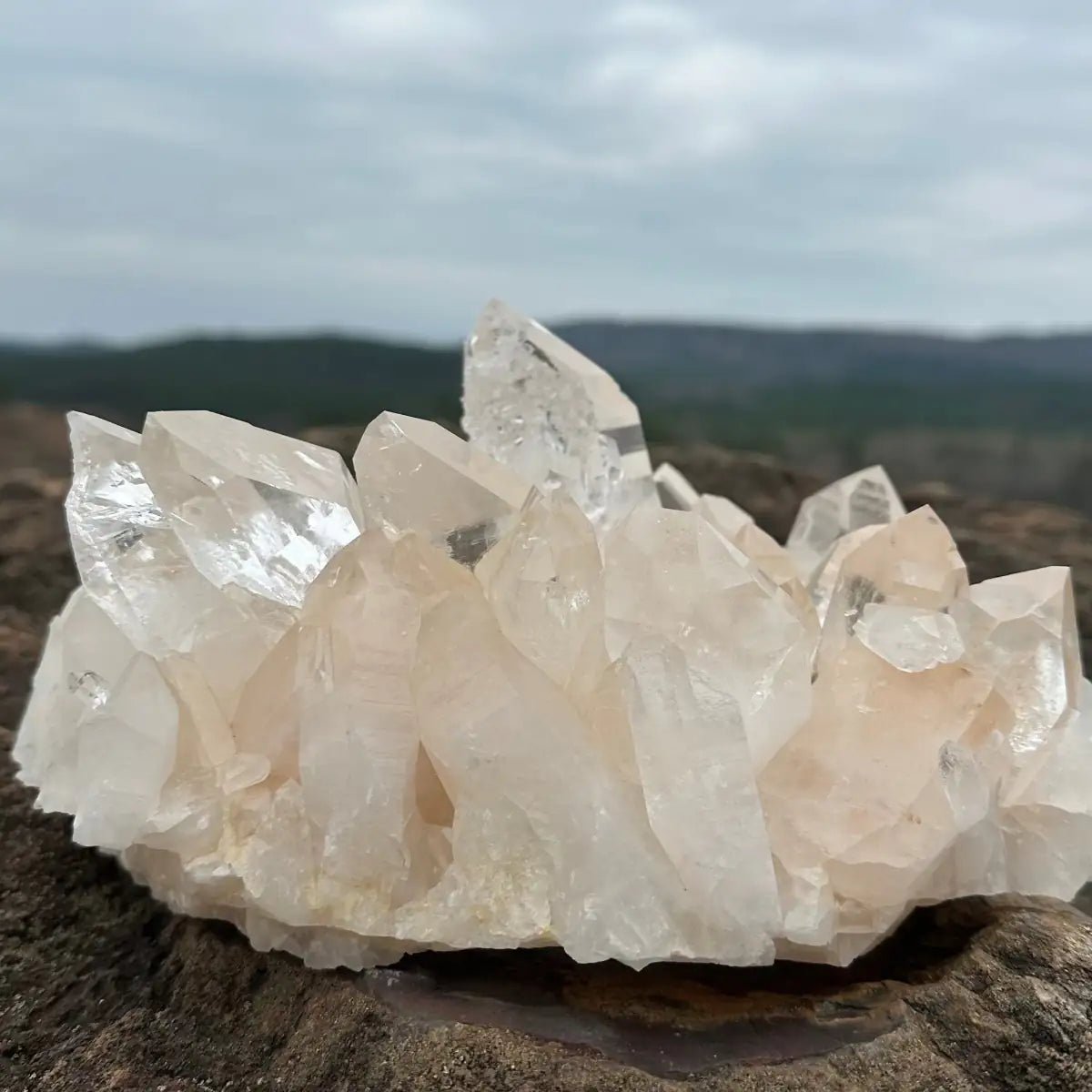 Clear Quartz Crystal Cluster on boulder