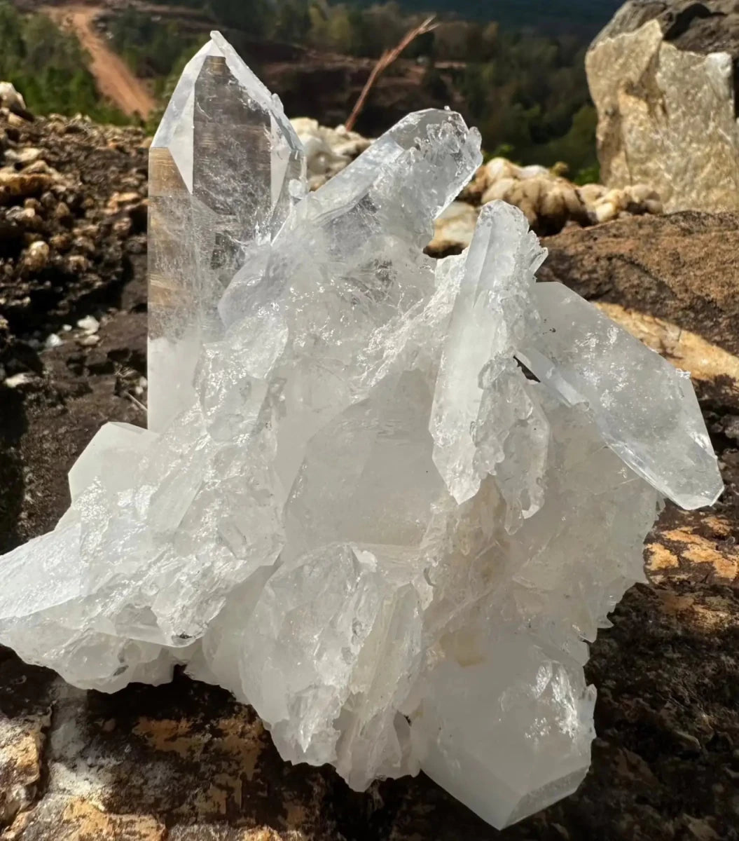 Close Up View Of Crystal Cluster With Unique Formations