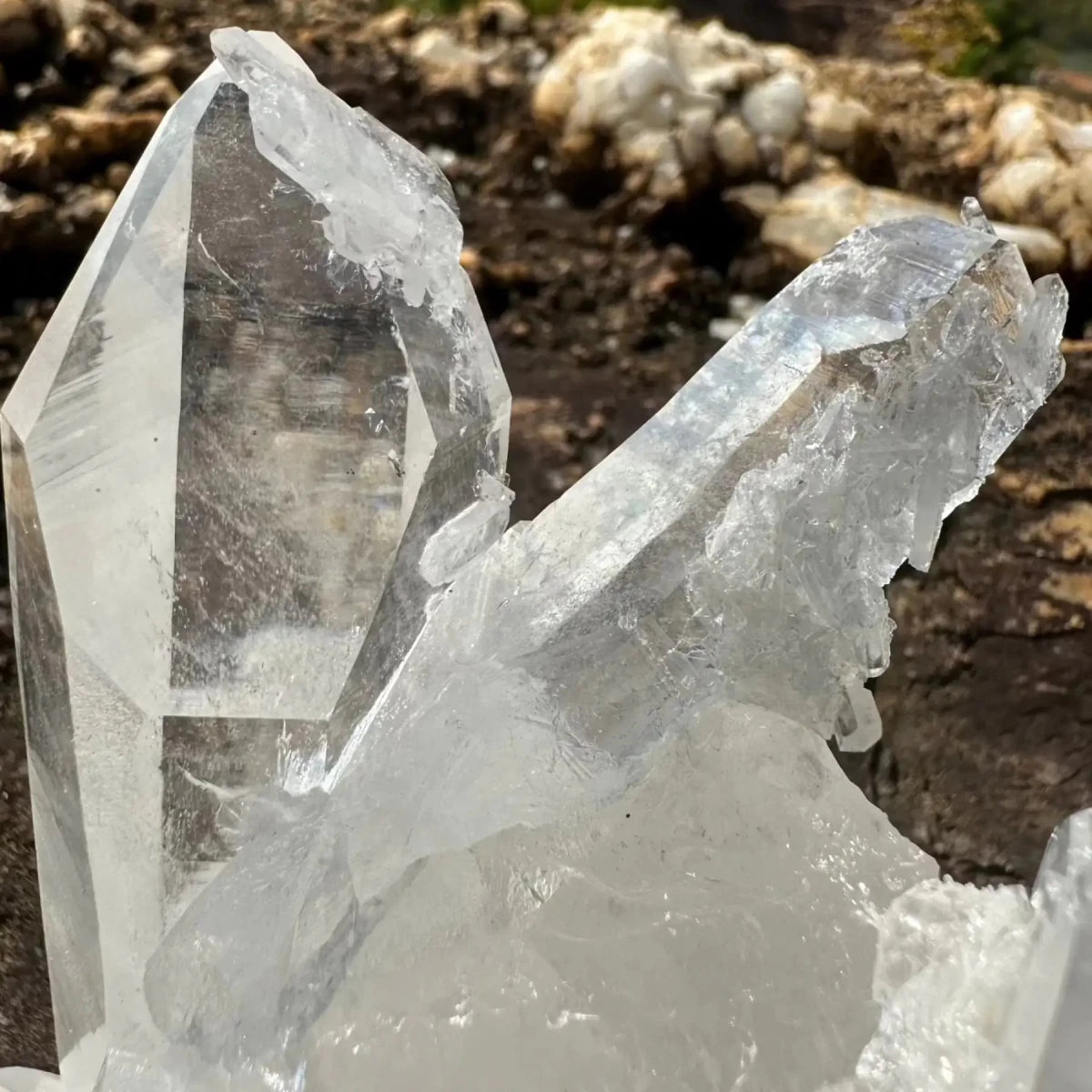 Close Up Of Trigger Crystals Or Snow On Clear Crystal Points