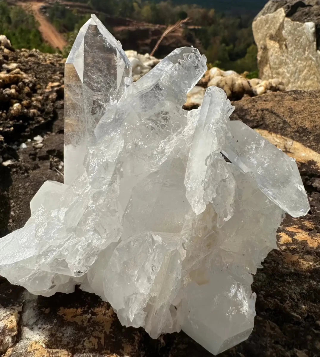 Side View Of Unique Quartz Crystal Cluster