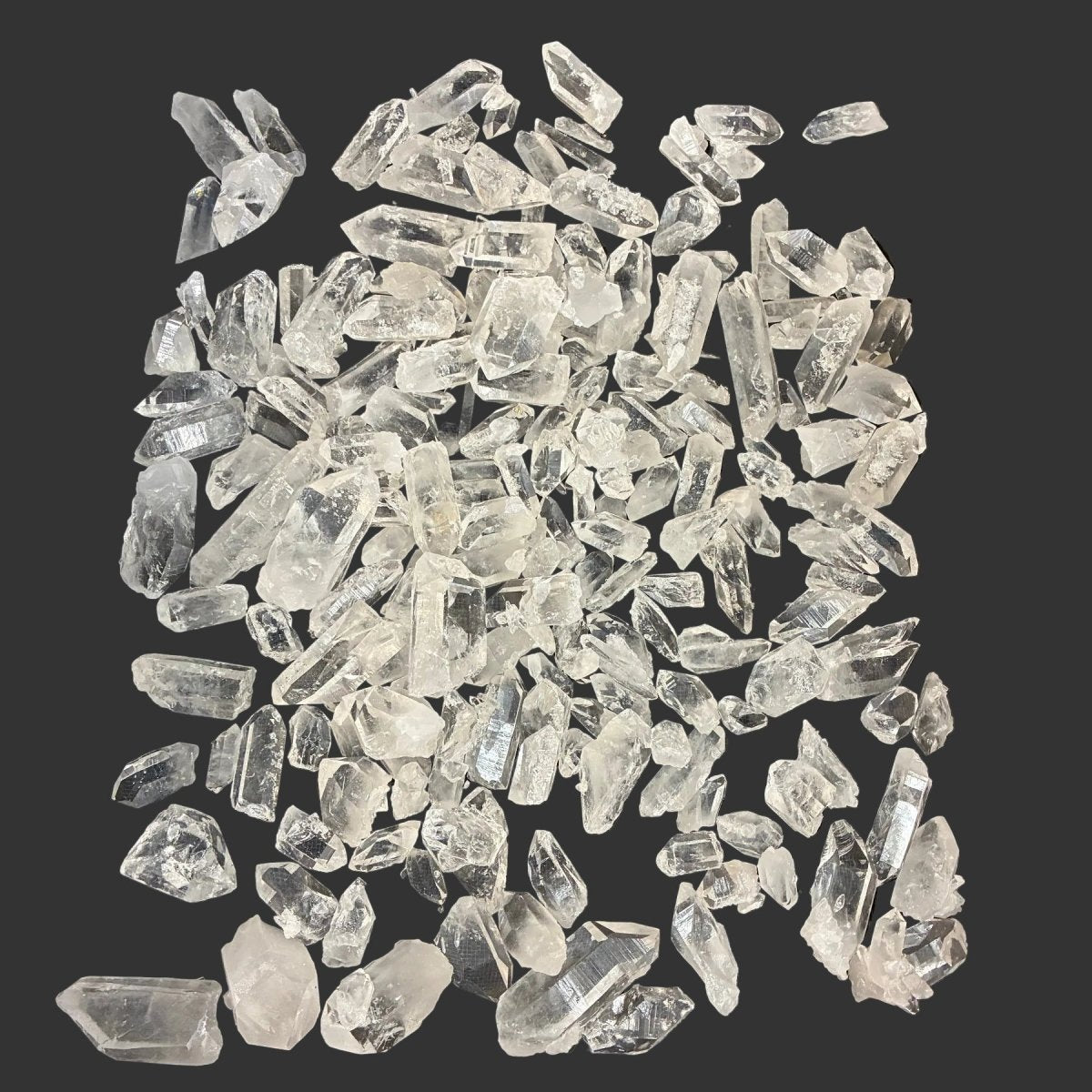 Variety of Quartz crystal on a black background..